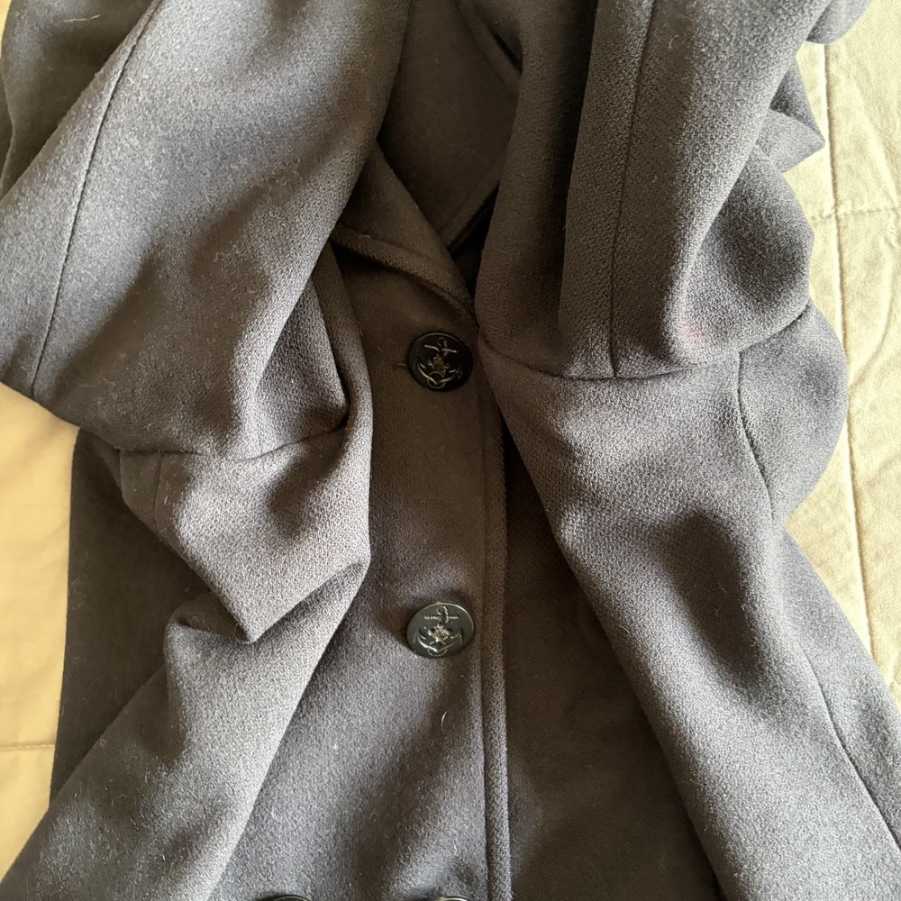 VTG Lands End Womens Size 16 100% Pure Wool Navy Peacoat Nautical USA Preppy - Picture 11 of 13